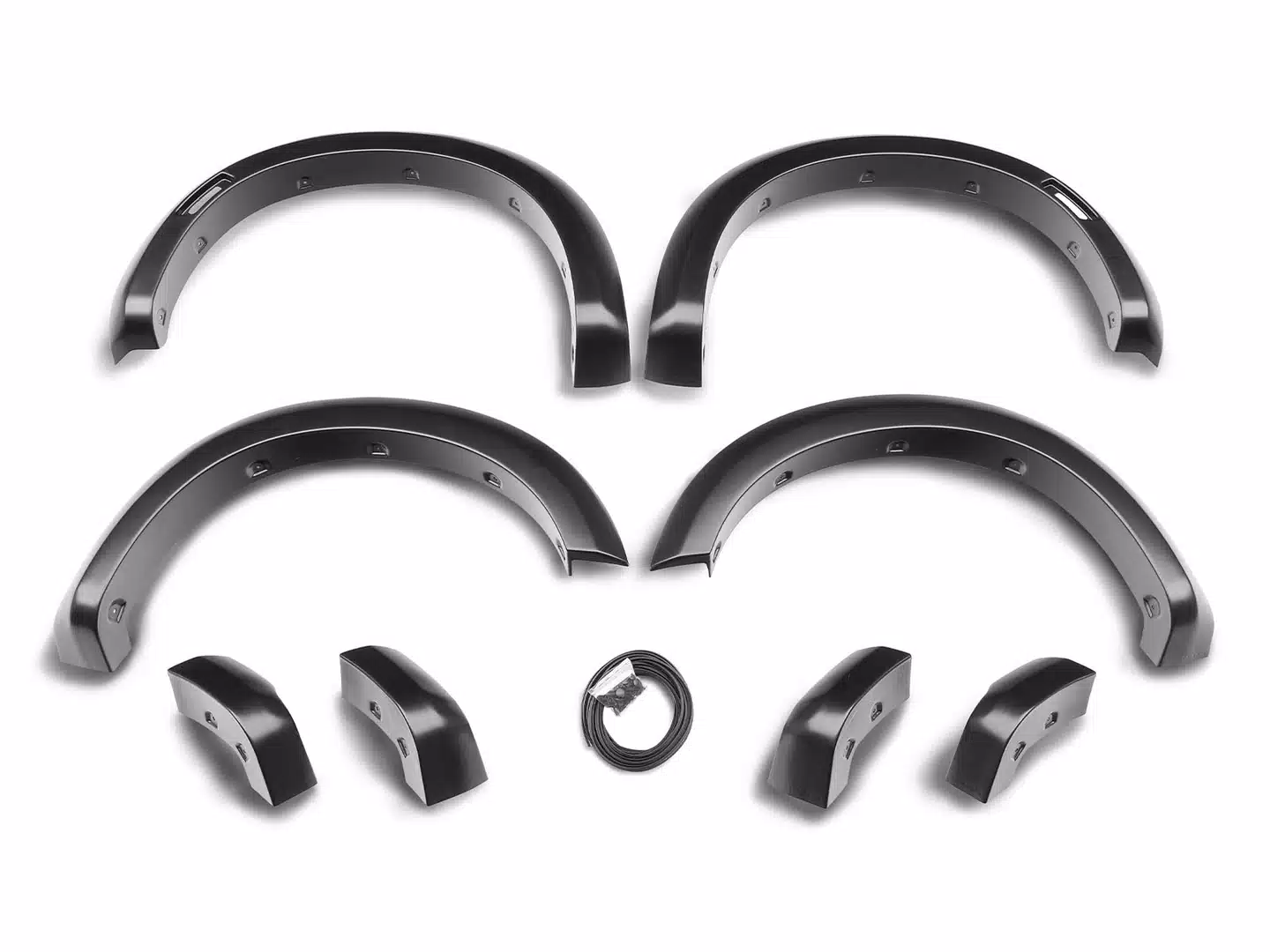 2.1" Extend-A-Fender Smooth Fender Flares, Black, Front & Rear