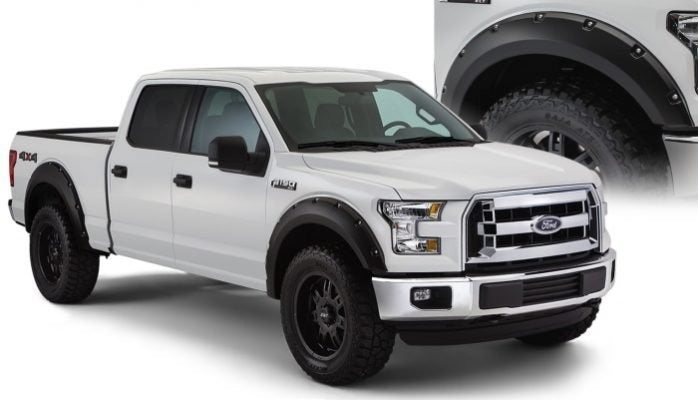 Pocket Style Smooth Fender Flares, Black, Front & Rear