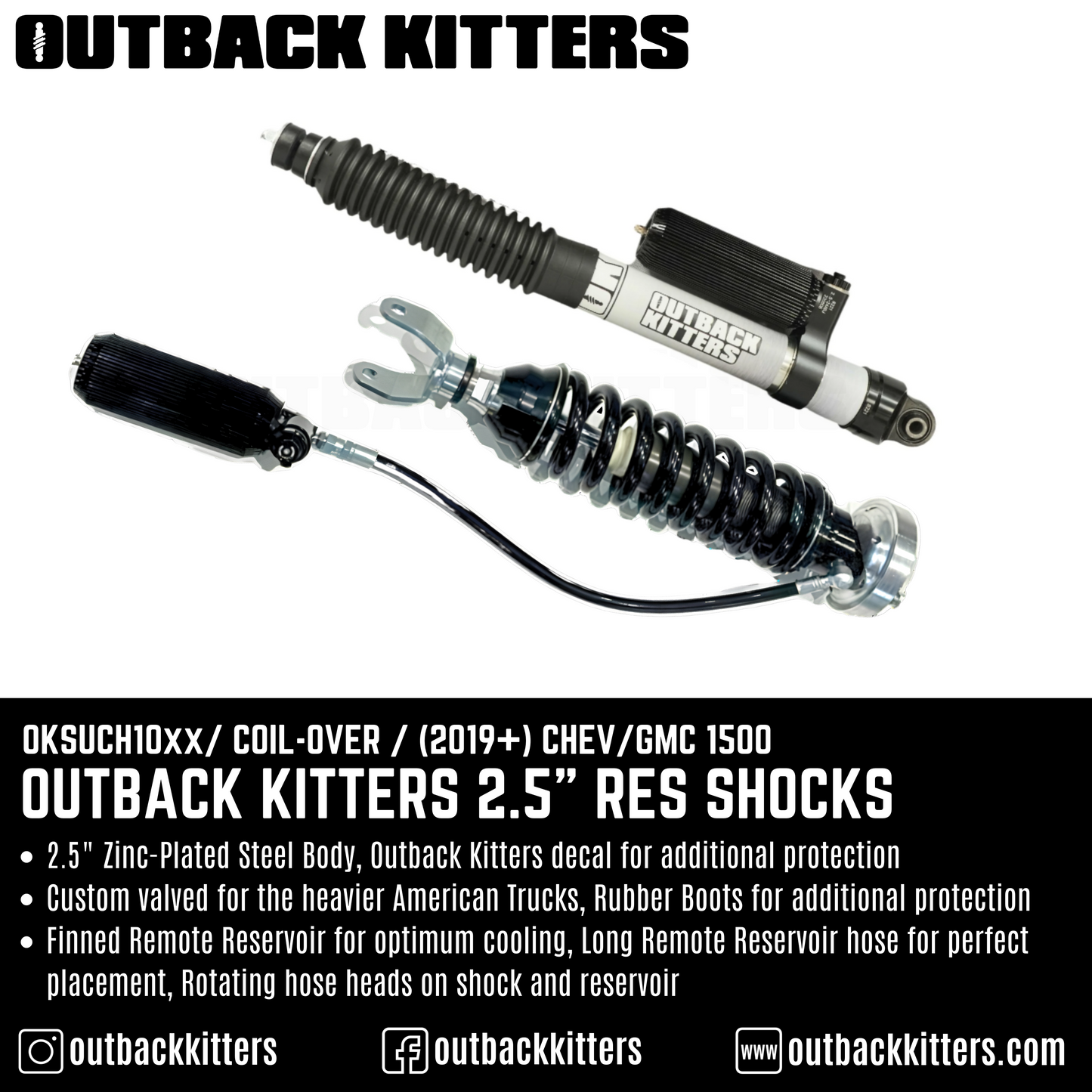 Outback Kitters 2.5" Reservoir Coil-over Shocks for Chev/GMC 1500 (2019+) - Outback Kitters